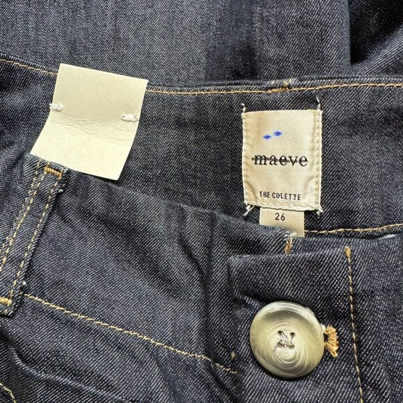 NWT Anthropologie Maeve Colette Wide-Leg Jeans Dark Wash Denim Blue 26 - Picture 7 of 11